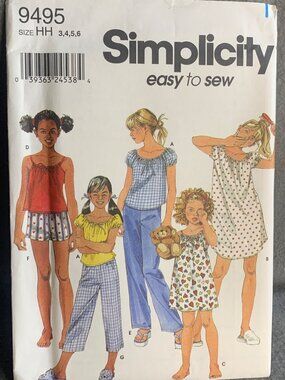 Simplicity Girls Sleepwear Sewing Pattern Size 3 4 5 6 9495 Uncut 2000s